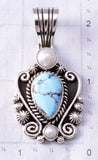 Silver & Golden Hills Turquoise Fresh Pearl Navajo Pendant by Erick Begay 6F27X
