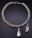Reversible Silver & Turquoise w/ Coral Zuni Chain Bracelet by Smokey Gchachu 5J29A