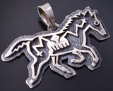 Silver Hopi Handmade Horse Running Free Pendant by Gerald Lomaventema 5H25S