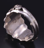 Size 12-3/4 Silver & Turquoise Navajo Men's Ring by Genevieve Francisco 5J29D