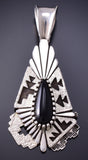 Vintage Silver & Onyx Navajo Rug Design Pendant by Toney Mitchell 6F09N