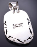 Silver & White Buffalo Turquoise Navajo Handmade Pendant by Pete Sanchez 6D28H