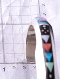 Silver Multistone Navajo Inlay Four Directions Bracelet by Jim Harrison 4C13H