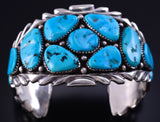 Vintage Silver & Turquoise Navajo Handmade Cluster Bracelet - Touchine 5K17D