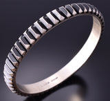 Silver Navajo Handmade Mountains Bangle Bracelet by Leander Tahe 4F10C