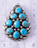 Vintage Silver & Turquoise Navajo Cluster Pendant by H 6D28J