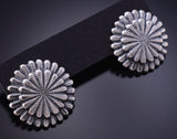 Silver Navajo Handmade Basket Round Earrings by Rita Largo 6F17Q
