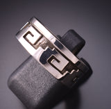Size 9 Silver Navajo Water Symbol Design Ring by Calvin Peterson 3G05K