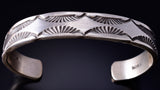 Silver Navajo Handmade Sunrise Men's Bracelet by Nora Tahe 5L20D