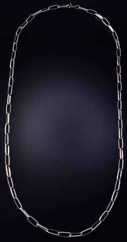 24" Silver Navajo Handmade Paperclip Link Necklace Chain by Sally Shurley 5D09J