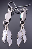 Silver & Turquoise Navajo Eagle Feathers Earrings by Robinson Martinez 6D09A