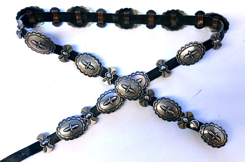 Vintage Navajo Stamped Concho Belt By Mary Morgan 5L11O