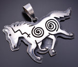 Silver Hopi Overlay Running Free Horse Pendant by Gerald Lomaventema 6G29C
