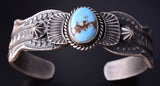 Silver & Golden Hills Turquoise Navajo Concho Bracelet by Kevin Billah 5J18L