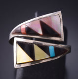 Adjustable Silver & Turquoise Multistone Zuni Inlay Wrap Ring Tammie Qualo 5L10N