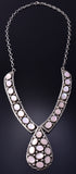 25" Silver & Pink Mussel Shell Navajo Handmade Necklace by Steve Francisco 5K22E