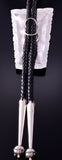 Silver & Turquoise Coral Bear Claw Navajo Bolo Tie by Mike Thomas Jr. 4D15A