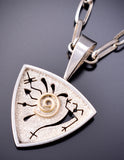 Vintage Petroglyph pendant Silver and 14k gold by Myron Panteah - 6K02Z
