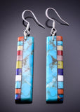 Colorful Mosaic Stone Earrings by Mary and Lorenzo Tafoya 4A29Z