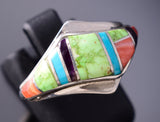 Size 7-1/4 Gaspeite and Turquoise Navajo Inlay Ring by Ambrose Tsosie 6K26V