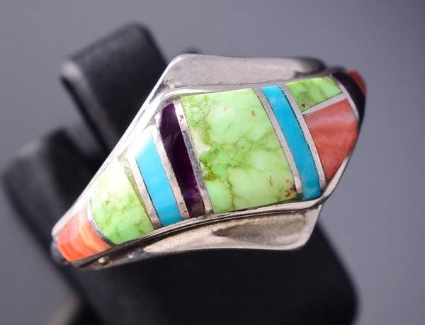 Size 7-1/4 Gaspeite and Turquoise Navajo Inlay Ring by Ambrose Tsosie 6K26V