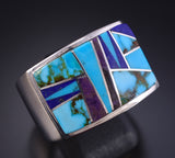Size 10-1/4 Silver Multistone Navajo Inlay Men's Ring by Evangeline David 5L05L