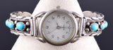 Vintage Silver & Turquoise Row Navajo Watchband w/ Watch by TG 5L17D
