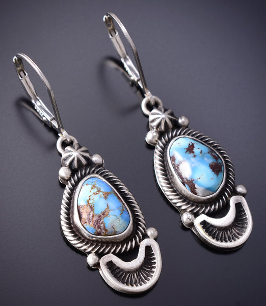 Silver & Golden Hills Turquoise Navajo Earrings by Erick Begay 6H16V