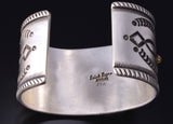 Silver & 22k Gold w/ Mediterranean Coral Navajo Bracelet by Erick Begay 5H01B