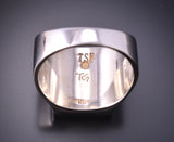 Size 13-1/4 Silver & Lapis Navajo Inlay Mens Ring by Evangeline Davis 3F22X
