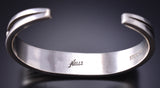 Preowned Silver & Black Jet Navajo Handmade Bracelet by Albert Nells 6F22R