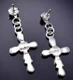 Silver & Opal Soft Edge Zuni Cross Earrings by Bryce Vacit 6J30Z