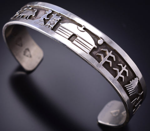 Silver Navajo Storytelling Canyon De Chelly Life Bracelet by Ravis Henry 6D20W