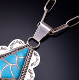 Silver & Turquoise Zuni Inlay Diamond Shaped Pendant by Carlen Seoutewa 5B19B