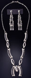 Silver & Onyx Zuni Inlay Necklace & Earring Set by Linda Shelandewa 5G28M