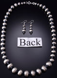 20" Silver Navajo Pearl Necklace & Earring Set by Treva Jim 6H25L