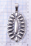 Silver Navajo Handmade Concho Pendant by Charles Johnson 3D06U