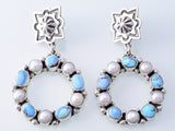 Silver & Golden Hills Turquoise & Pearl Navajo Circle Earrings by Erick Begay 3H20C