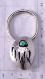 Silver & Turquoise Navajo Handmade Bear Claw Key Ring 5B14H