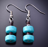 Silver & Turquoise Santo Domingo Stacked Earrings by Randy Garcia 3K09T