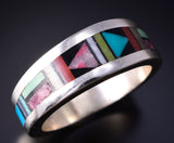 Size 11-3/4 Silver Multistone Navajo Inlay Ring by Jimmy Harrison 5H02Z