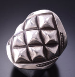 Size 12-1/4 Silver Navajo Handstamped Men's Ring by Calvin Martinez 4A12L
