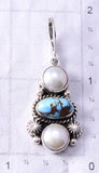 Silver & Golden Hills Turquoise Fresh Pearl Navajo Earrings by Erick Begay 6F27K