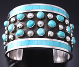 Vintage Silver & Turquoise Zuni Inlay Bracelet Cuff by Jobeth Mayes 6H31L