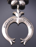 20" Silver Navajo Handmade Squash Blossom Necklace by Bryannen Halwood 6H06N