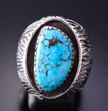 Vintage Size 9-1/2 Silver & Turquoise Mens Ring 4A31L