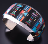 Silver Multistone Navajo Inlay Yei Bi Chei Wide Bracelet by Jim Harrison 4C13A