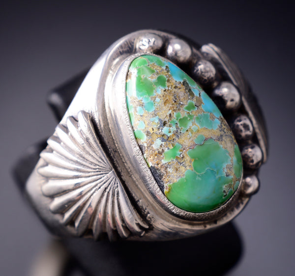 Size 10-1/4 Navajo Sonoran Gold Turquoise Men's ring by Sharon McCarthy 6K22K