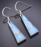 Silver & Opal Navajo Inlay Dangle Earrings by James Manygoats 6D07U