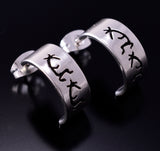 Kokopelli Silver Half Hoop Earrings By P. Skeet 4D02S